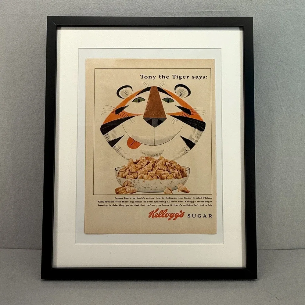 Framed‎ Double-Sided 1953 Ad: Kellogg's Tony the Tiger / Libby's Pineapple